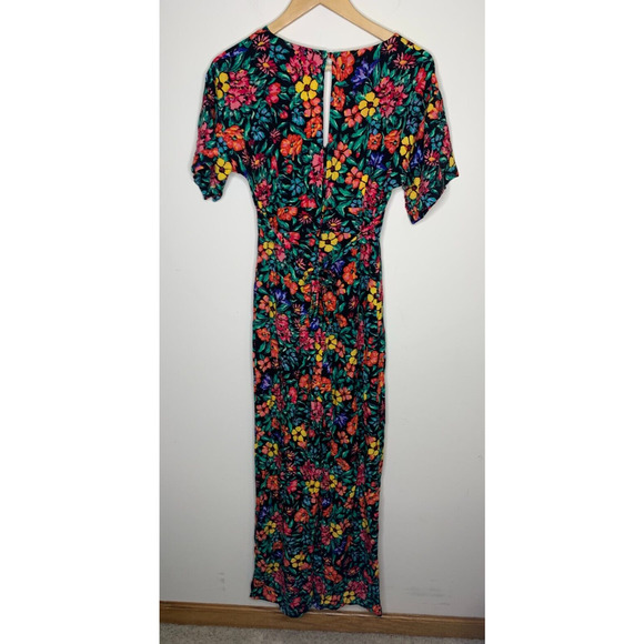 MNG Casual Womens Romper Size 4 Floral Print Body Suit Cloth Buttons Open Back - Picture 6 of 11